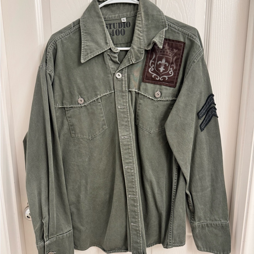 Men's Green Military-Style Jacket
